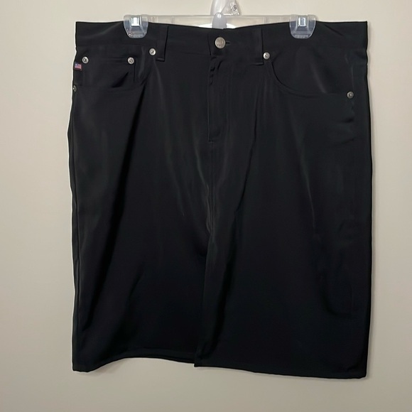 Polo Ralph Lauren Dresses & Skirts - POLO JEANS Black‎ Zip Up Skirt w Slit & Back Pockets Size 14 EUC Preppy Academia